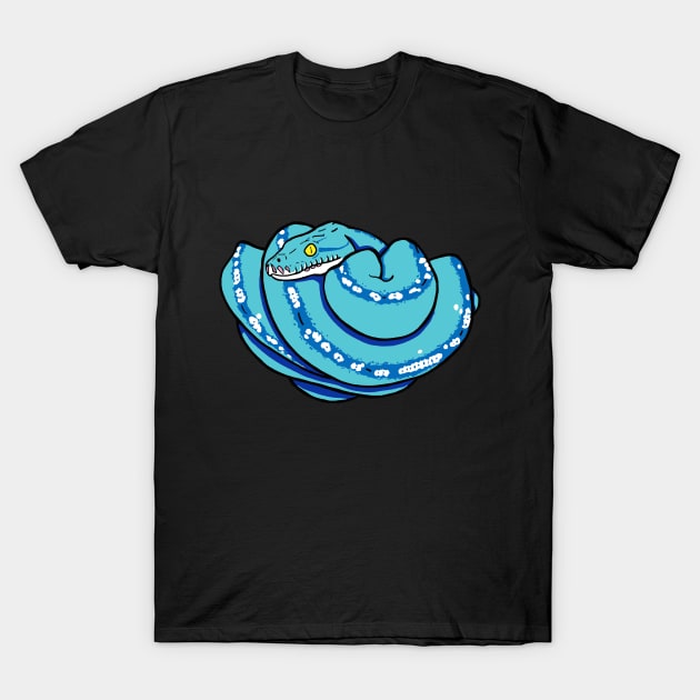 Green Tree Python, Blue Morph T-Shirt by margarettamcbroome